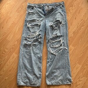 American Eagle Outfitters Distressed Light Blue Denim Jeans